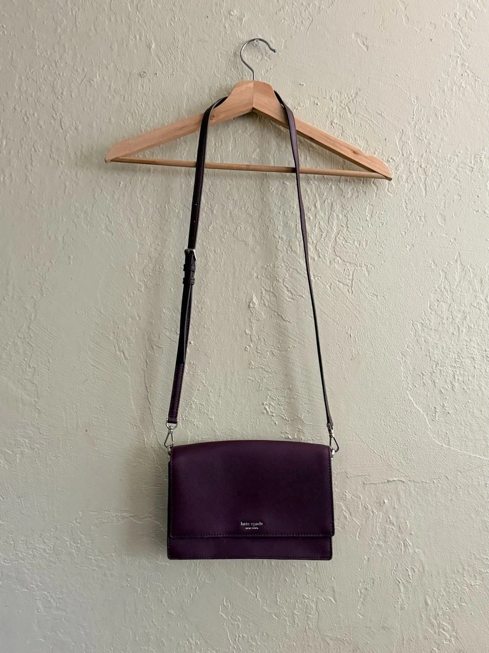 kate spade Plum Leather Crossbody Bag with Adjustable Strap